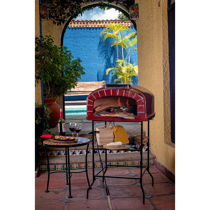 Tierra Firme Talavera Clay Freestanding Wood Burning Pizza Oven in